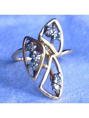 14K SOLID GOLD VS DIAMOND ESTATE LARGE ART DECO MODERN RING